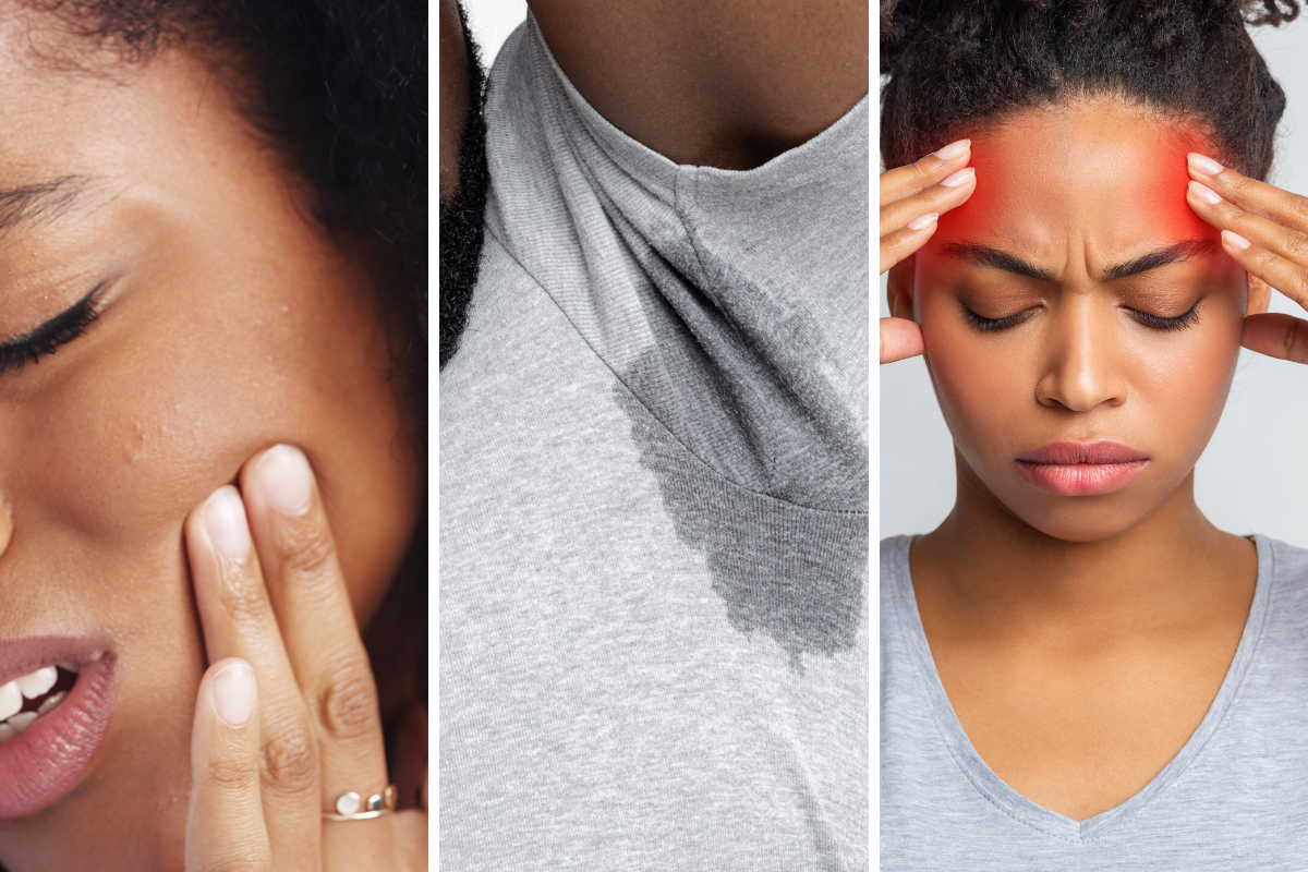 Teeth grinding, excessive sweating and migraines